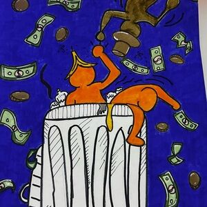 Colorful Art Print with Blue and Orange